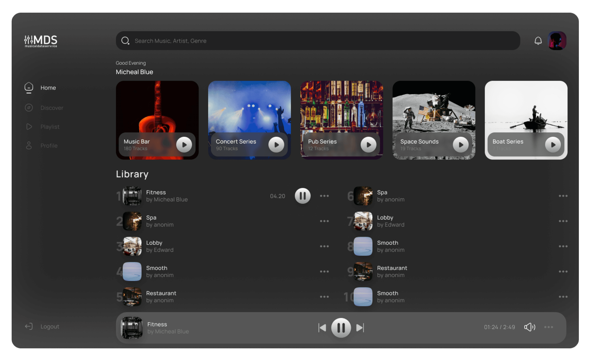 Musical Data Service Dashboard Preview